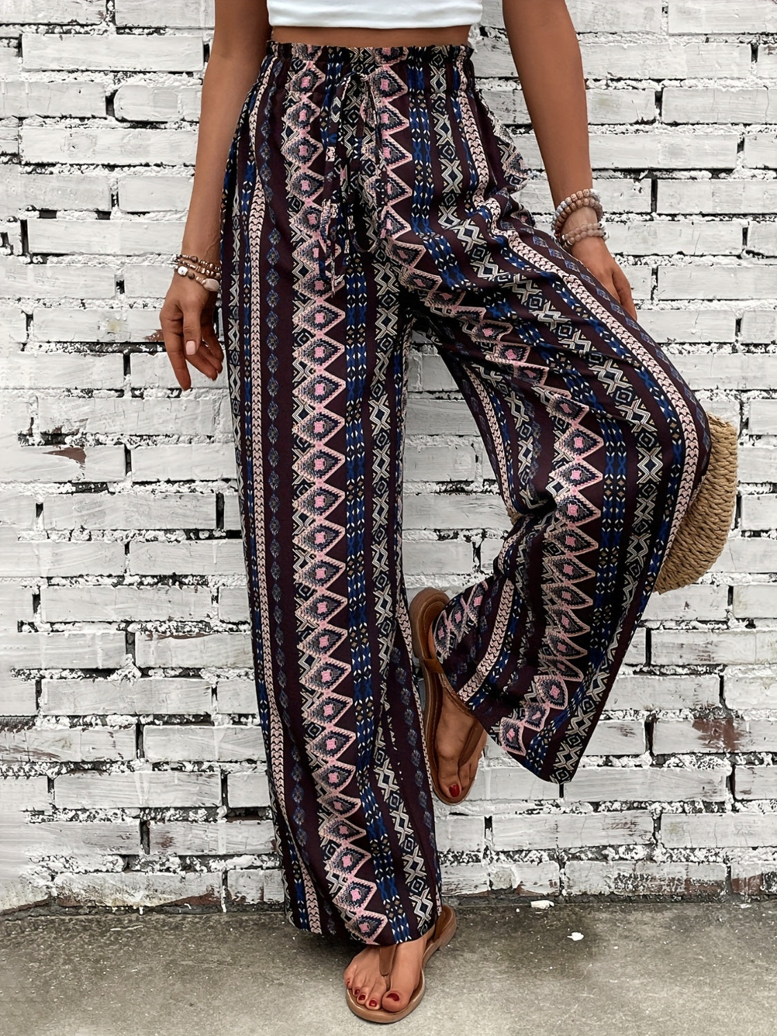 Honeybee Mumford's Printed High Waist Wide Leg Pants