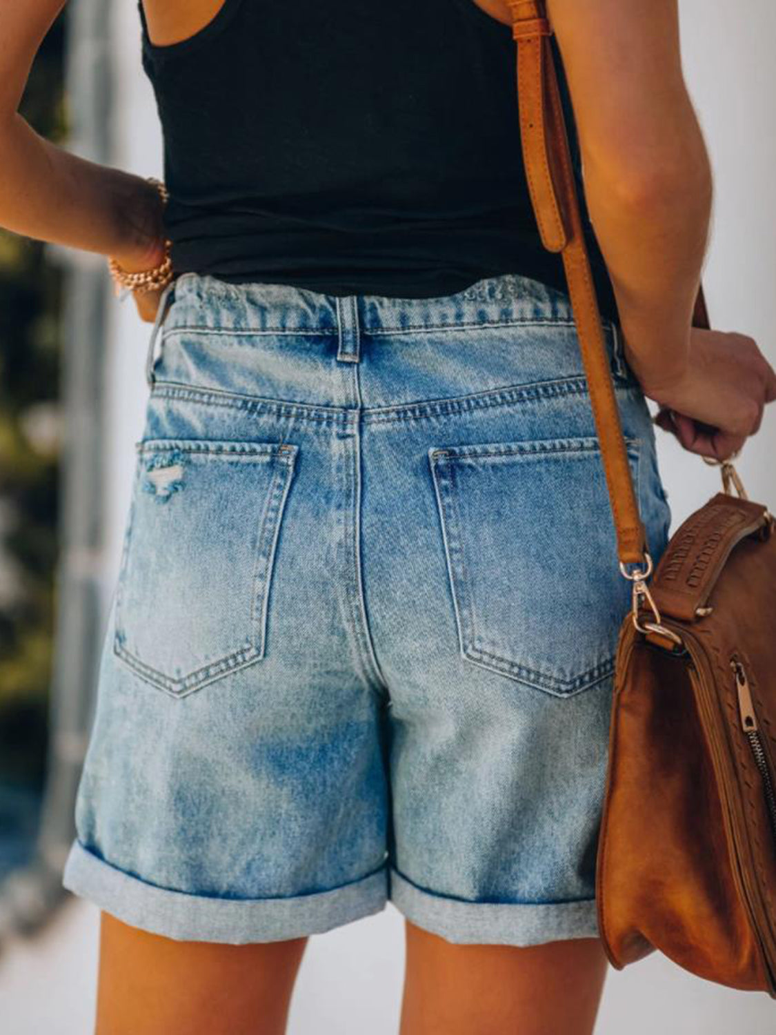 Honeybee Mumford's Distressed Denim Shorts with Pockets