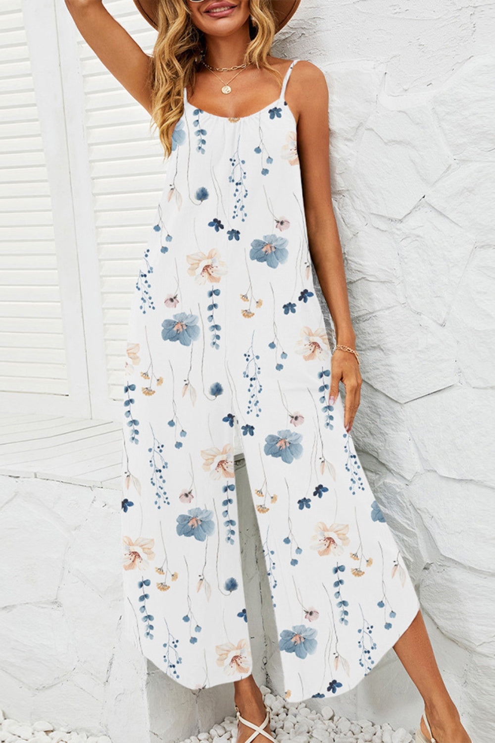 Honeybee Mumford's Printed Scoop Neck Wide Leg Jumpsuit