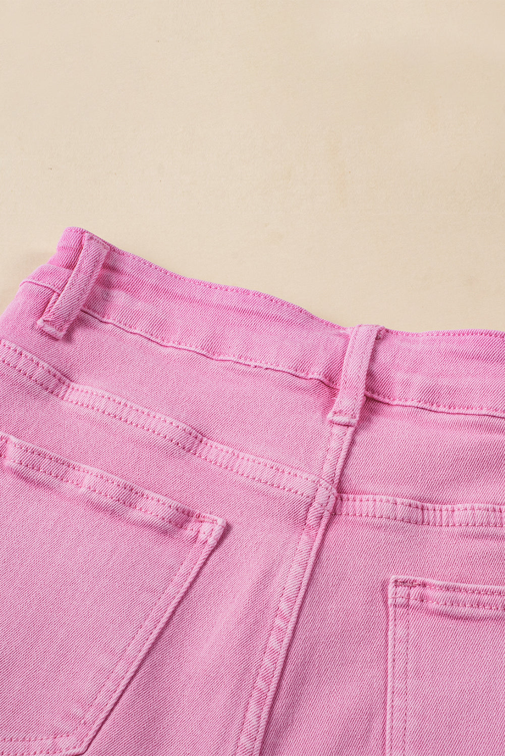 Honeybee Mumford's Pink Frayed Edge Mid Rise Denim Shorts