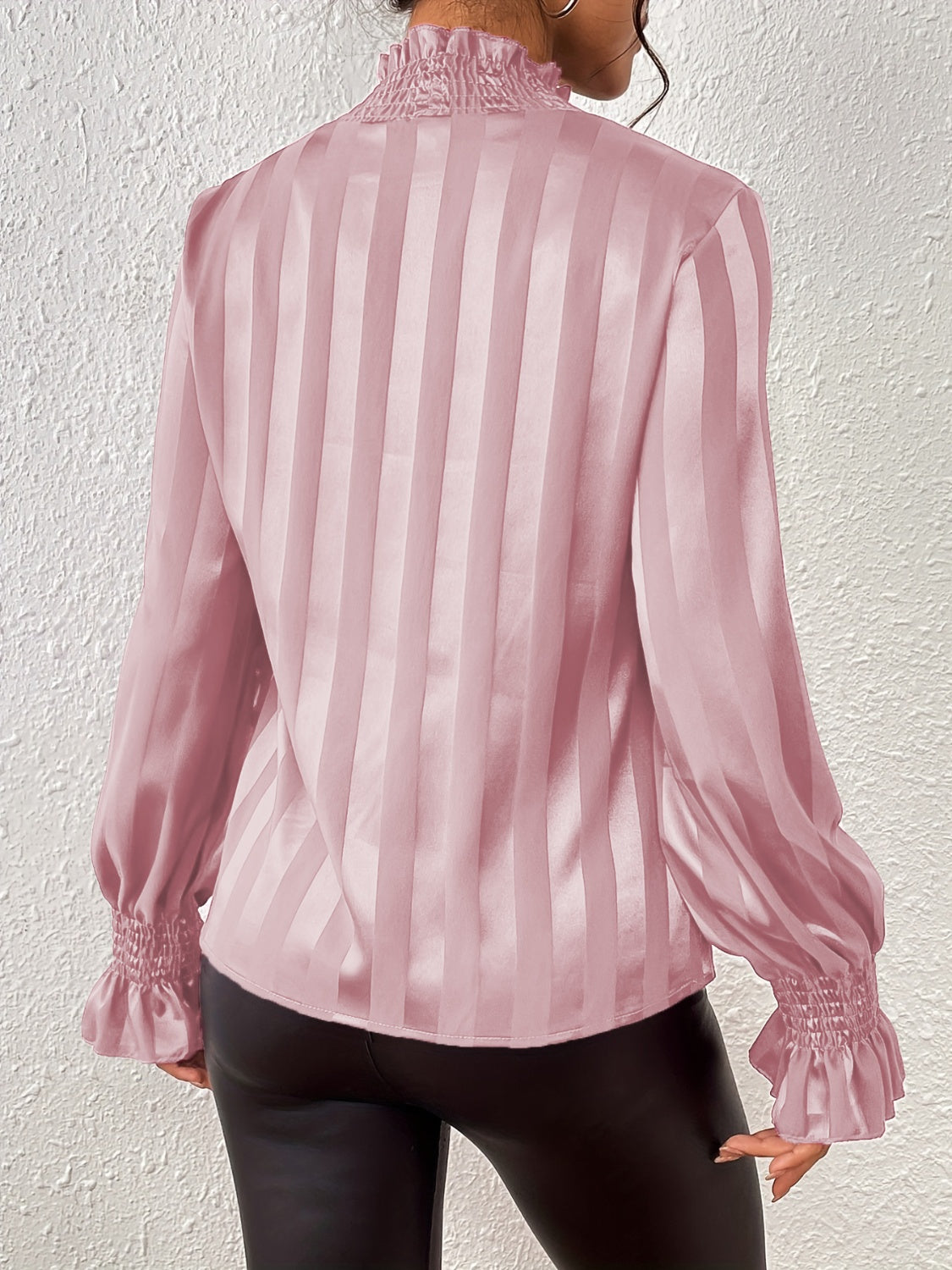 Honeybee Mumford's Smocked Mock Neck Long Sleeve Blouse