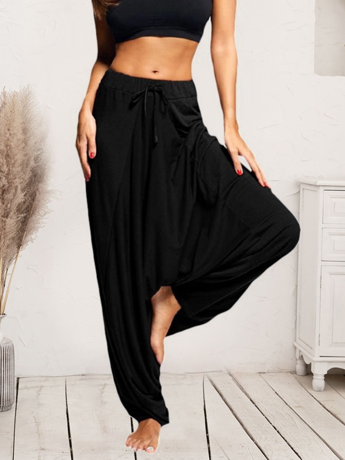 Honeybee Mumford's Tied Mid Waist Long Harem Pants