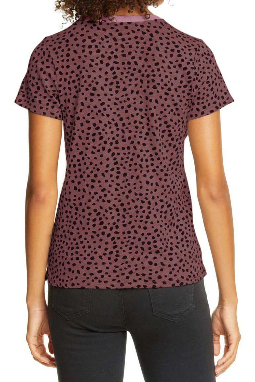 Honeybee Mumford's Fiery Red Cheetah Print O-neck Short Sleeve T Shirt