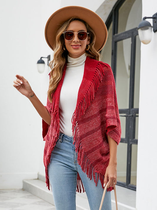 Honeybee Mumford's Fringe Detail Open Front Poncho