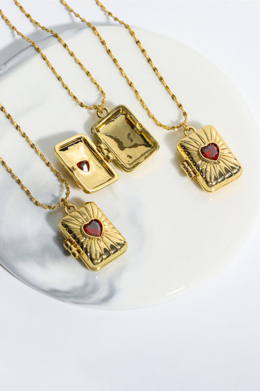 Honeybee Mumford's Heart Box Pendant Necklace