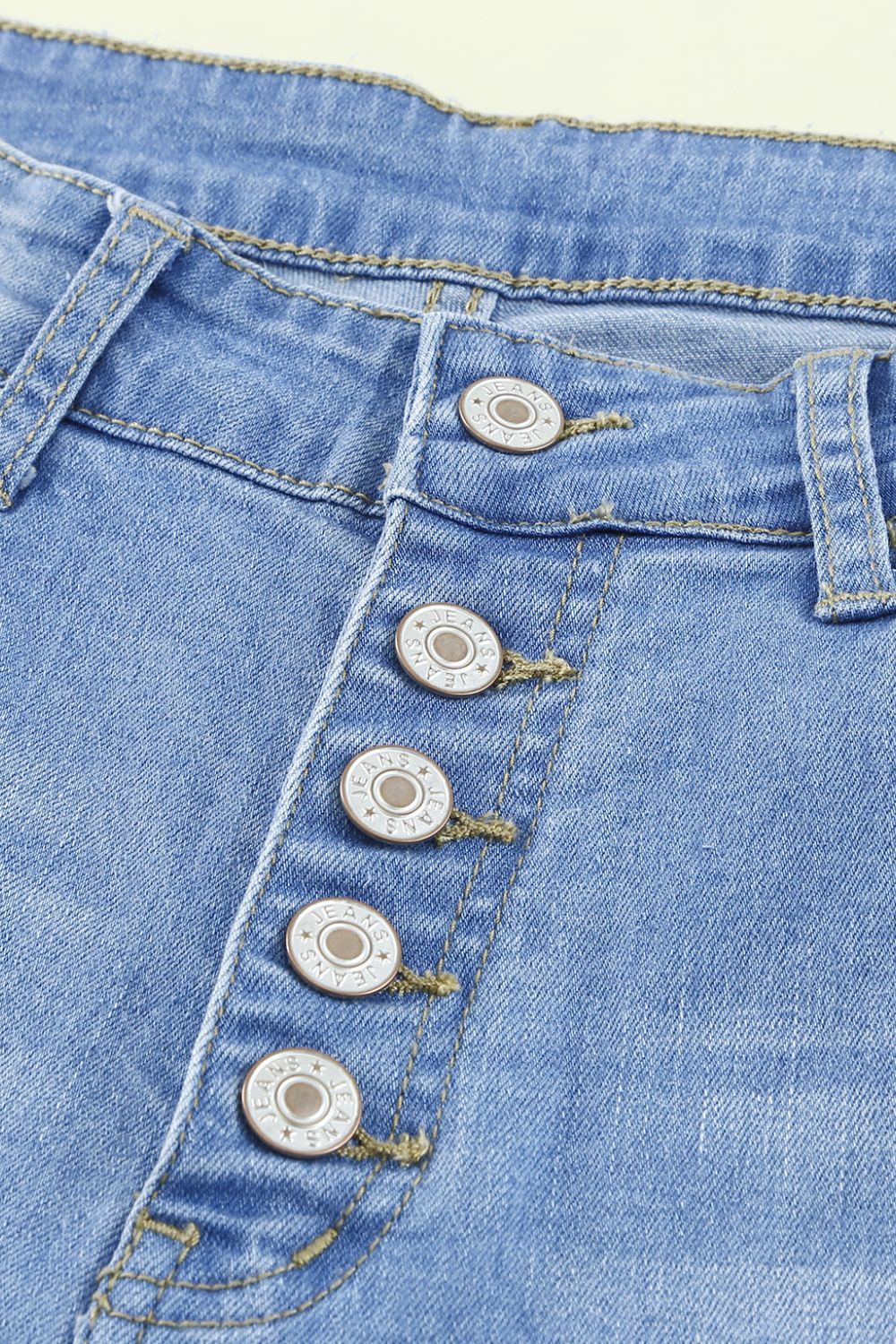 Honeybee Mumford's Button-Fly Distressed Raw Hem Flare Jeans