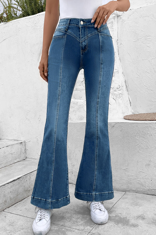 Honeybee Mumford's Pocketed Buttoned Flare Jeans