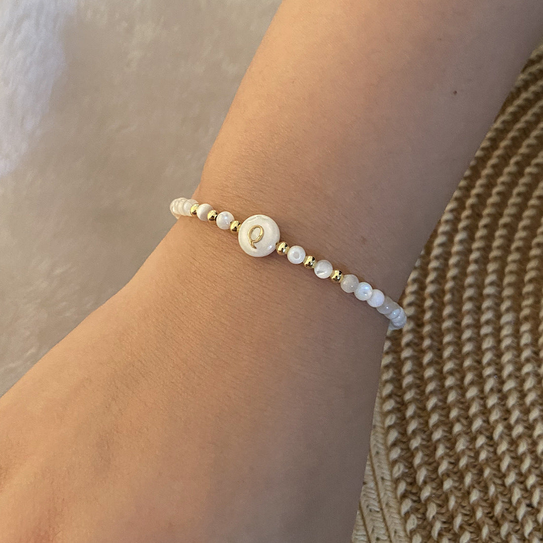 Honeybee Mumford's Shell Letter Bead Bracelet