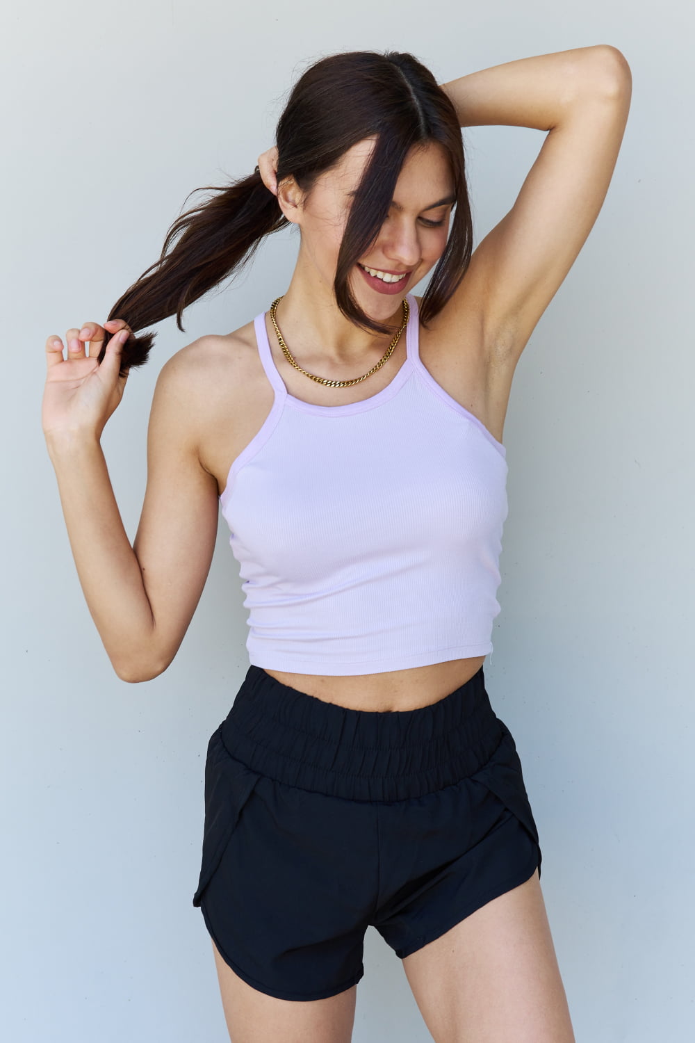 Honeybee Mumford's Everyday Staple Soft Modal Short Strap Ribbed Tank Top in Lavender