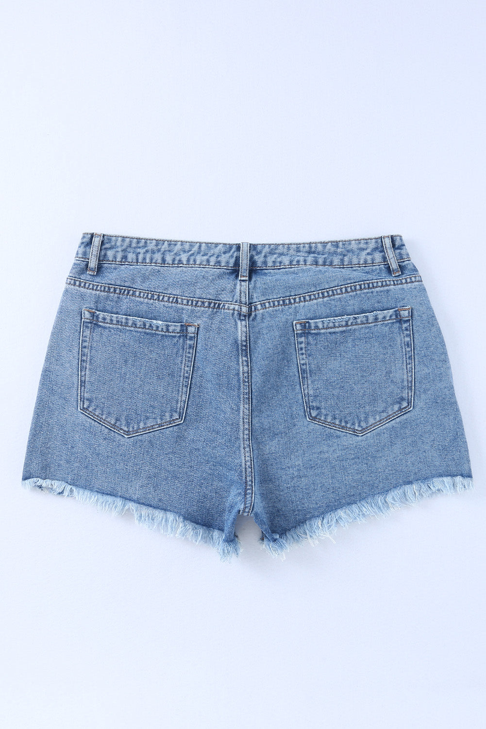 Honeybee Mumford's Sky Blue High Rise Crossover Waist Denim Shorts