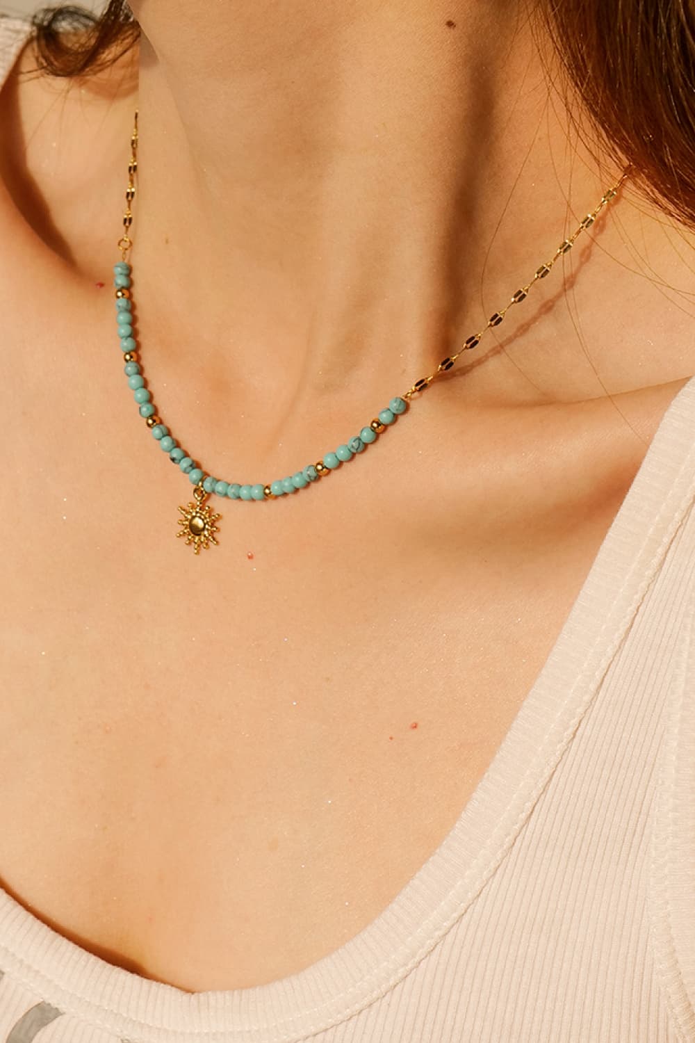 Honeybee Mumford's Turquoise Beaded 18K Gold-Plated Sun Shape Pendant Necklace