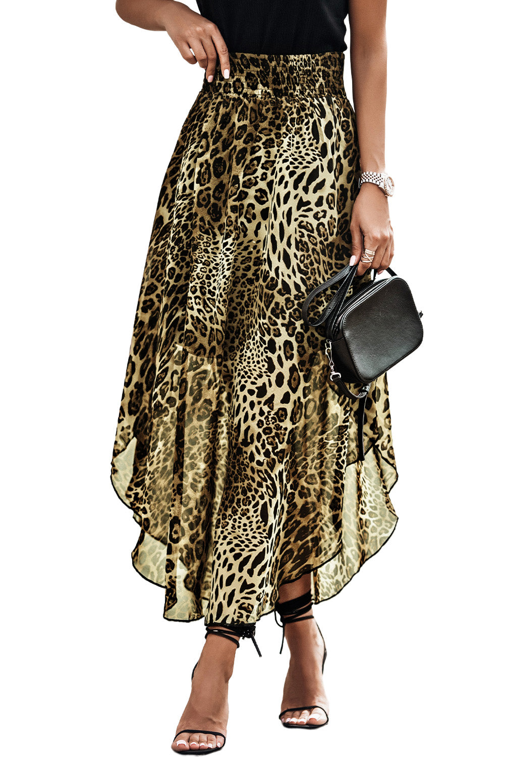 Honeybee Mumford's Smocked Waist Leopard Skirt