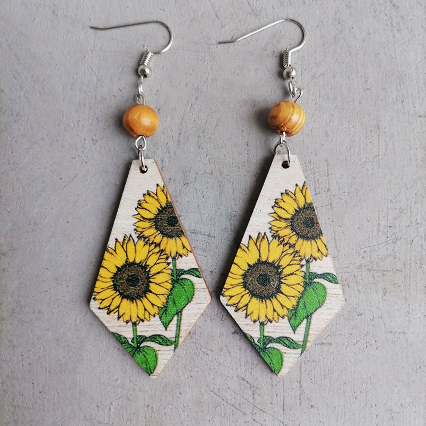 honeybee Mumford's Floral Wooden Teardrop Earrings