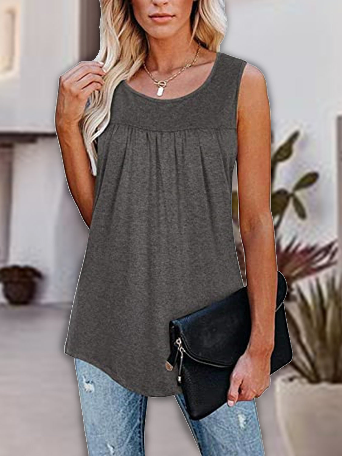 Honeybee Mumford's Round Neck Wide Strap Tank