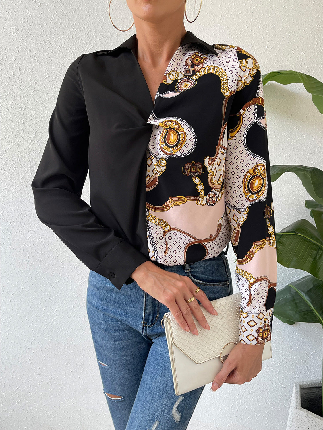 Honeybee Mumford's Twist Front Collared Blouse