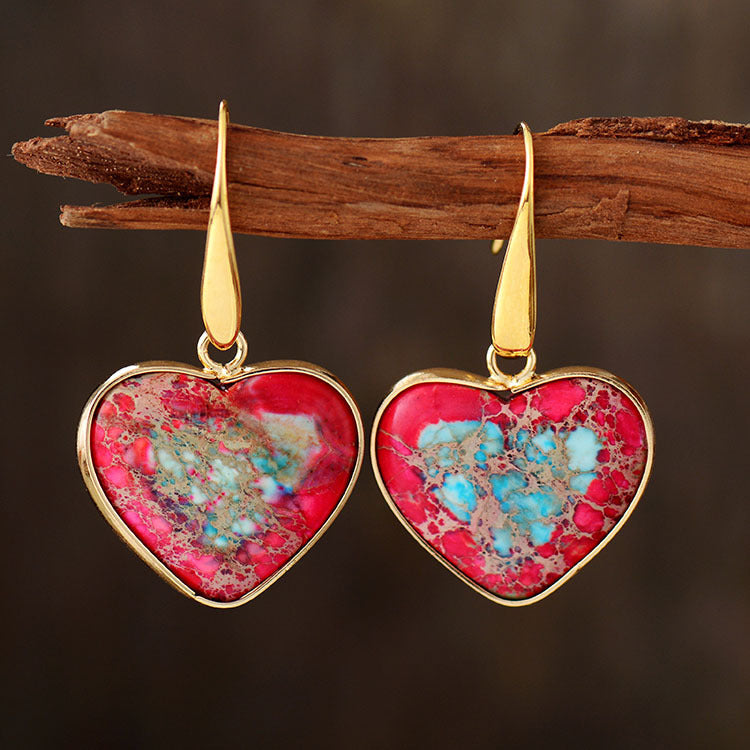 honeybee Mumford's Natural Stone Heart Drop Earrings