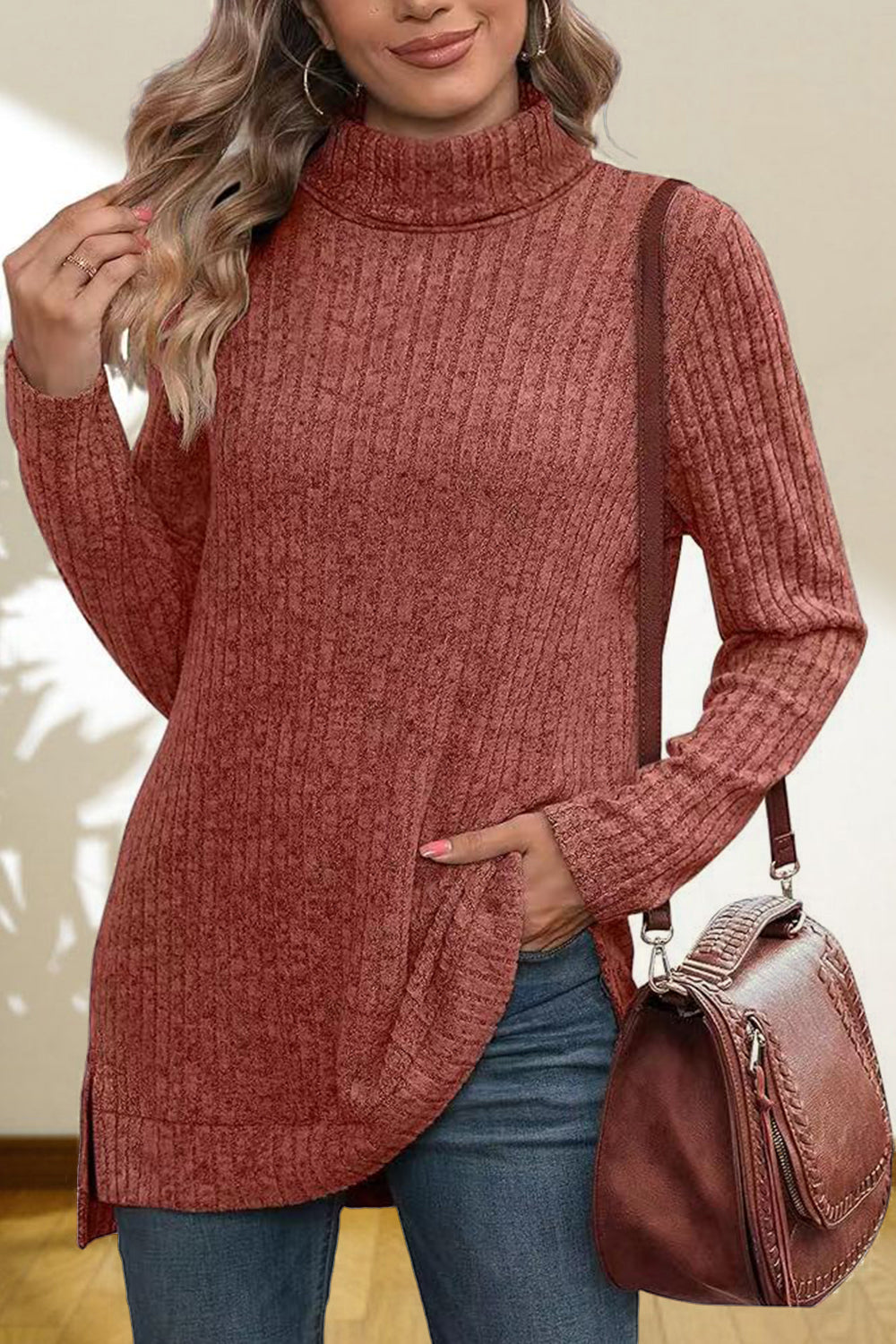 Honeybee Mumford's Turtleneck High Low Top