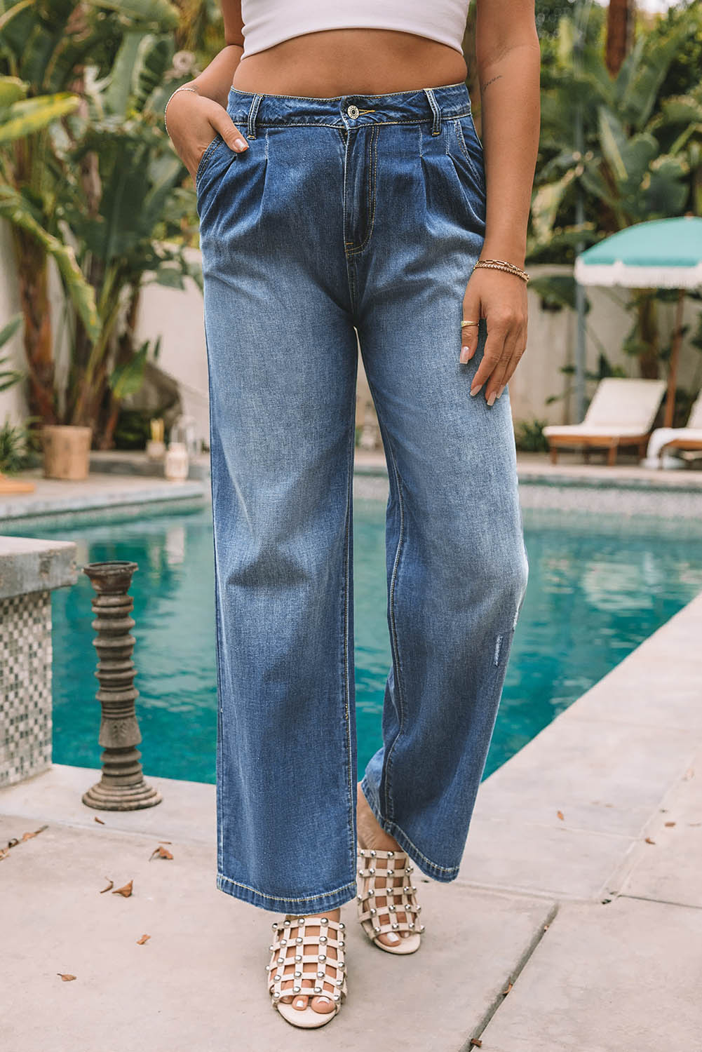 Honeybee Mumford's Blue Slouchy Wide Leg Jeans