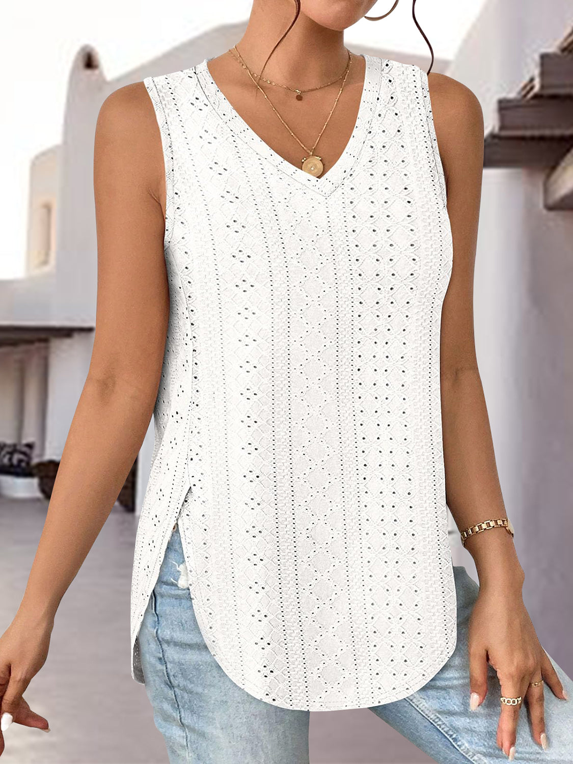 Honeybee Mumford's Eyelet V-Neck Tank