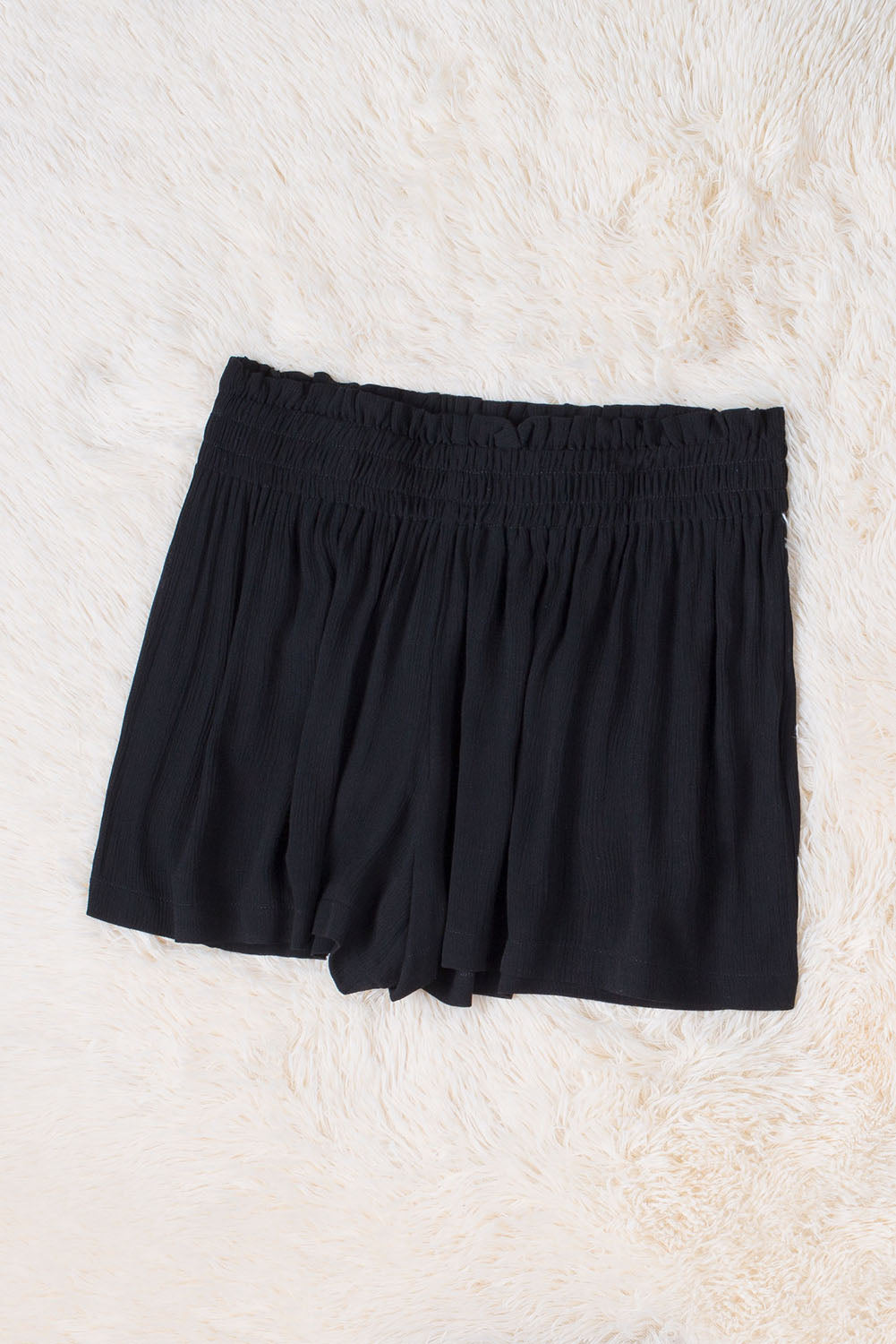 Honeybee Mumford's Black Smocked High Waist Shorts