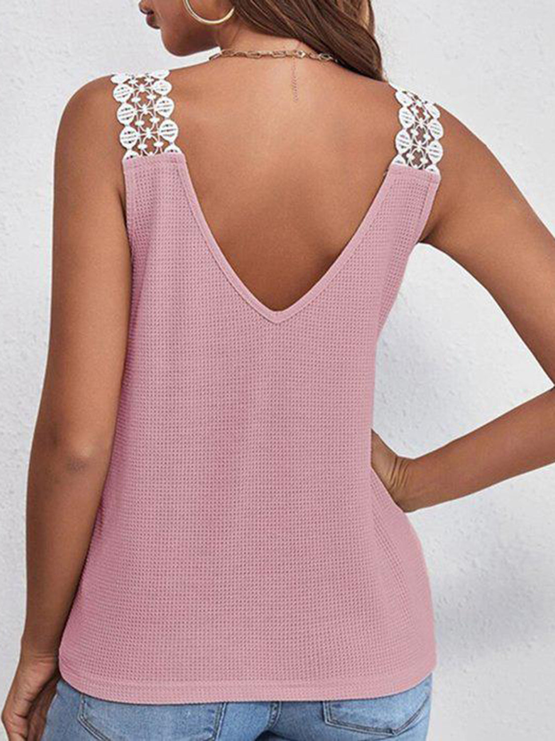 Honeybee Mumford's Full Size Lace Detail V-Neck Tank