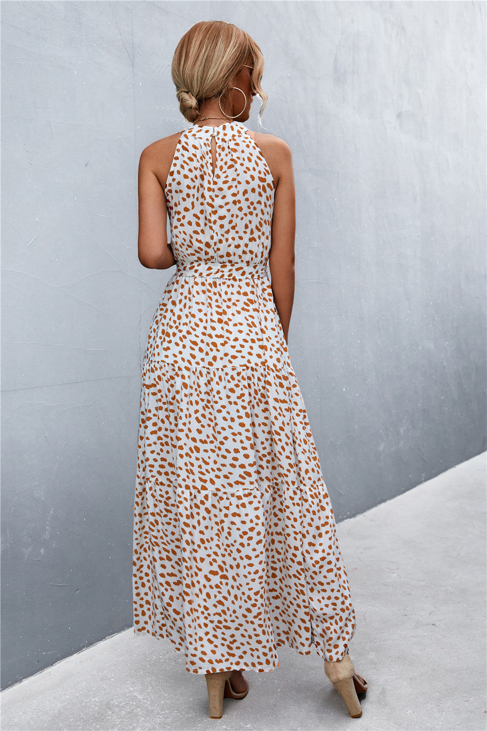 Honeybee Mumford's Printed Sleeveless Tie Waist Maxi Dress