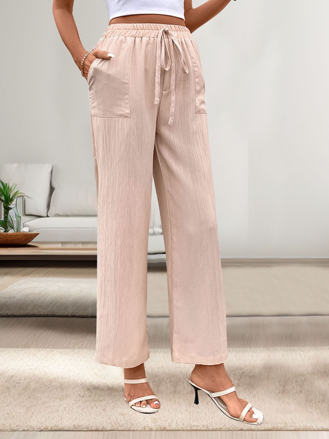 Honeybee Mumford's Tied Wide Leg Pants with Pockets