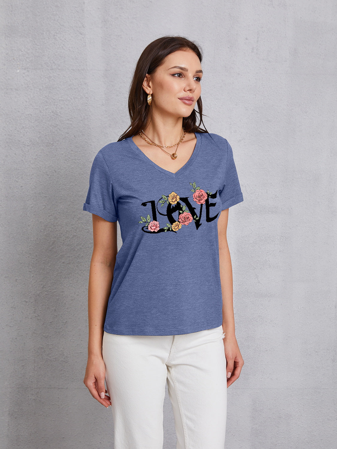 Honeybee Mumford's LOVE V-Neck Short Sleeve T-Shirt