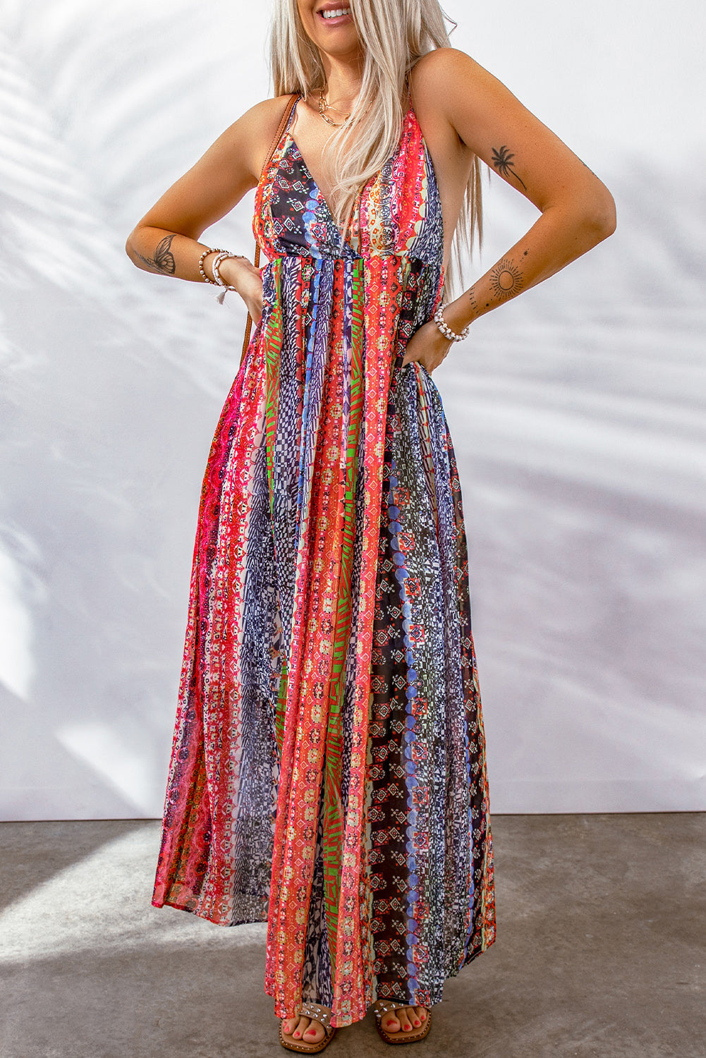 Honeybee Mumford's Printed Surplice Spaghetti Strap Dress