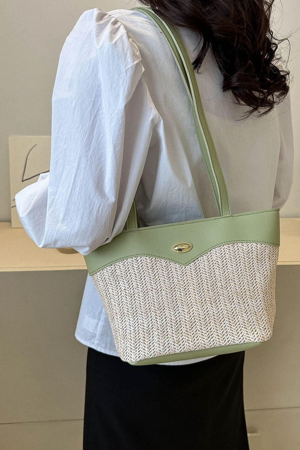 Honeybee Mumford's Two-Tone Straw Tote Bag