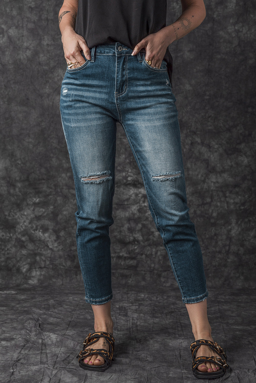 Honeybee Mumford's Blue Distressed Ripped Skinny Jeans