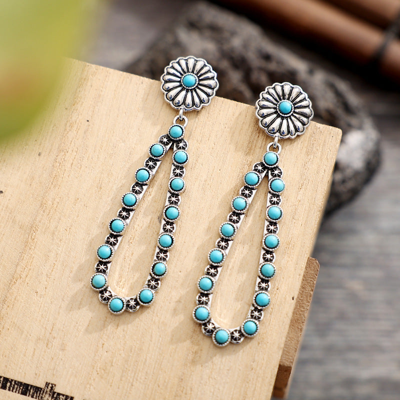 honeybee Mumford's Flower Turquoise Teardrop Earrings