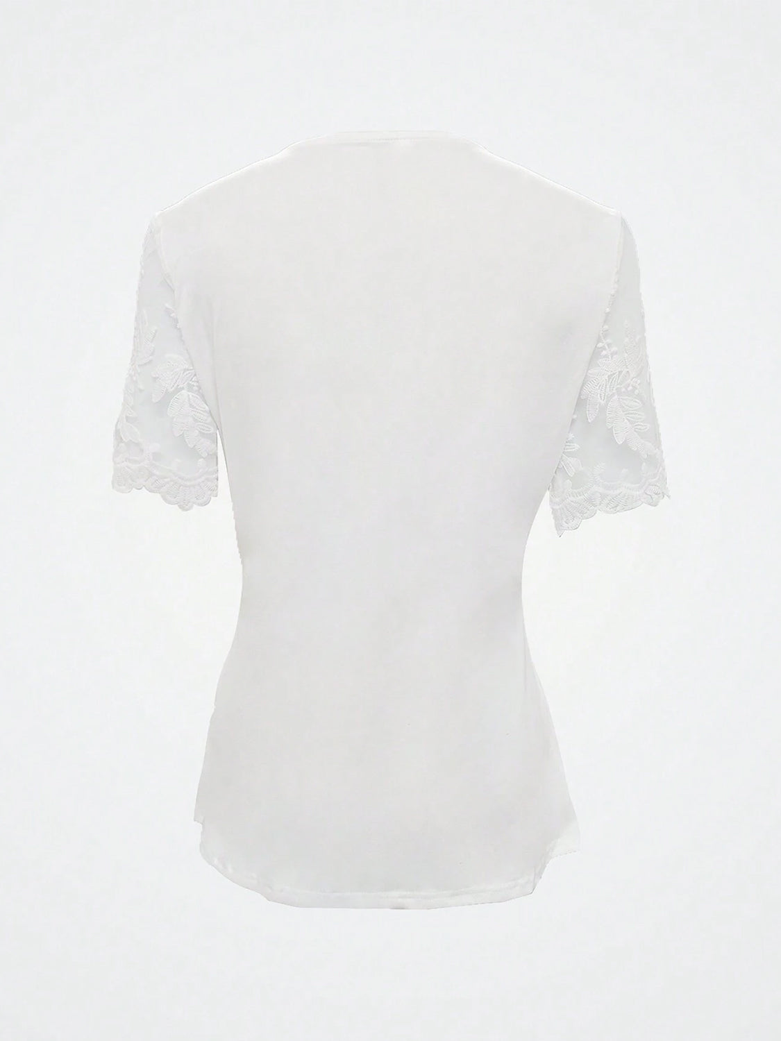 Honeybee Mumford's Notched Lace Short Sleeve Top