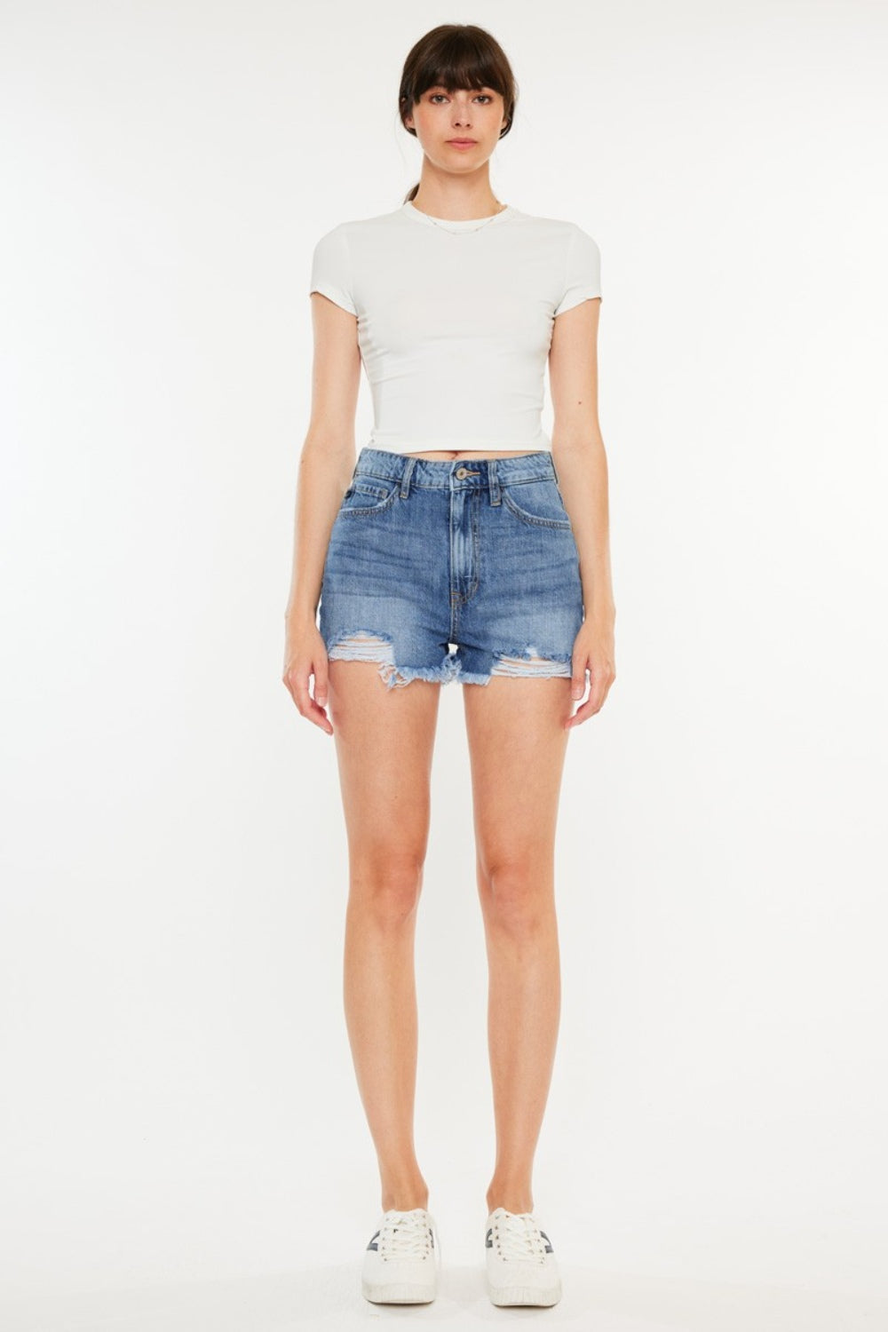 Honeybee Mumford's Distressed Raw Hem High Waist Denim Shorts