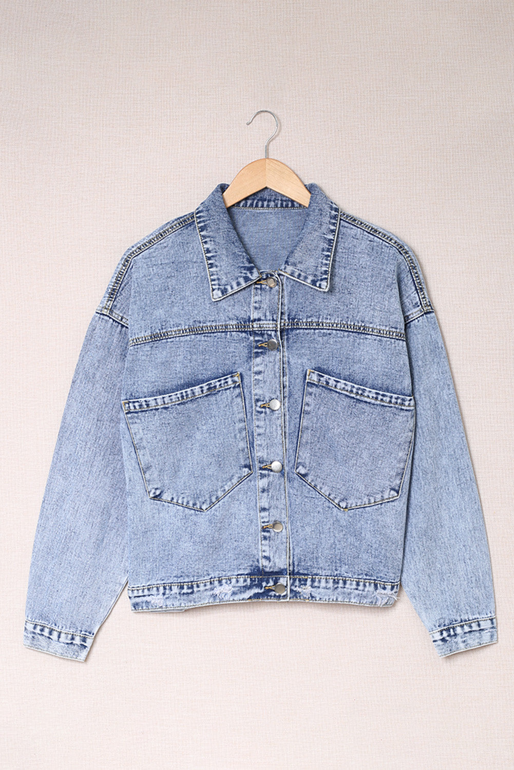 Honeybee Mumford's Pocketed Button Up Collared Neck Denim Jacket