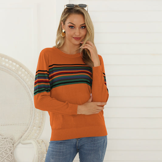 Honeybee Mumford's Striped Round Neck Long Sleeve Sweater