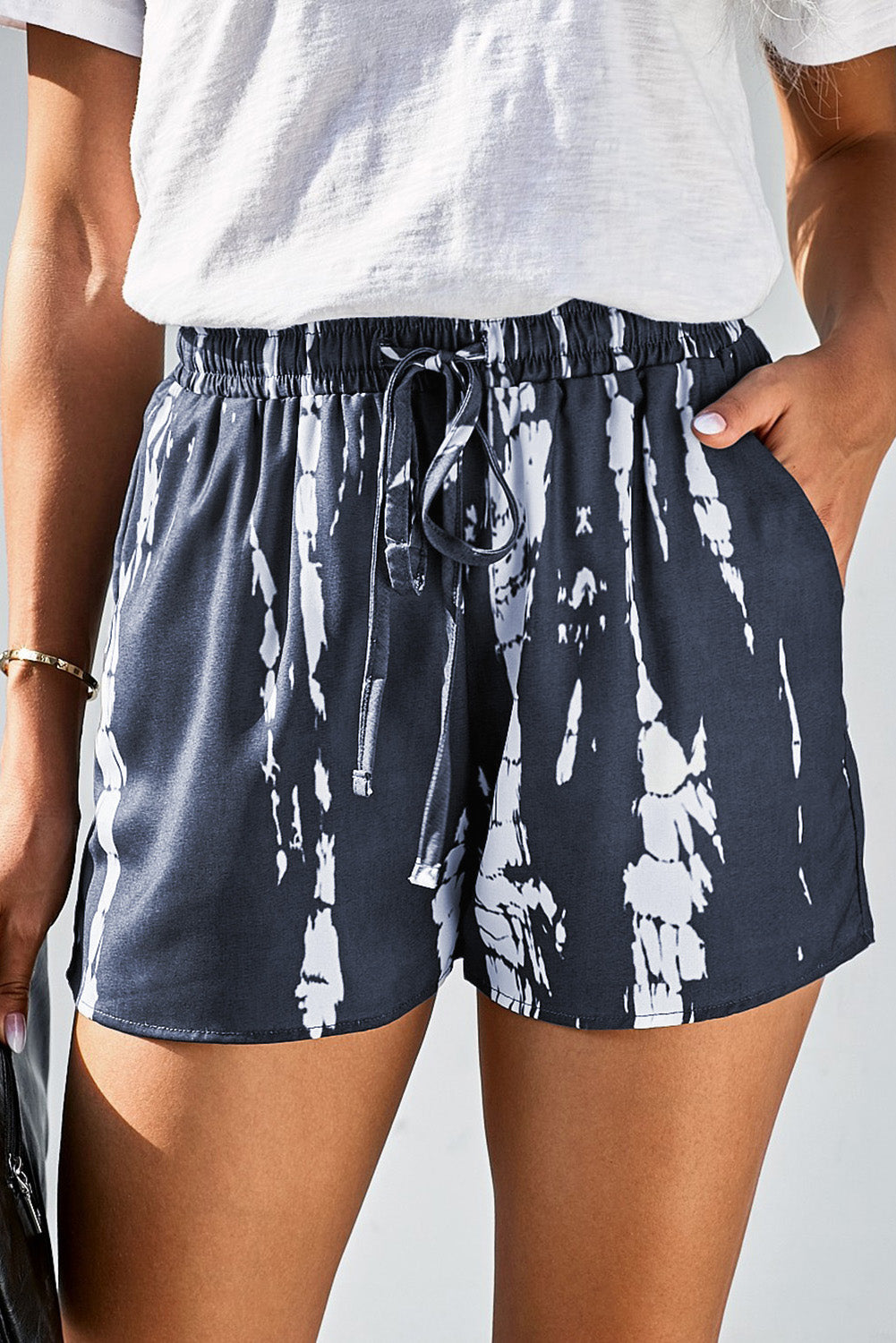 Honeybee Mumford's Tie-Dye Drawstring Waist Shorts with Pockets