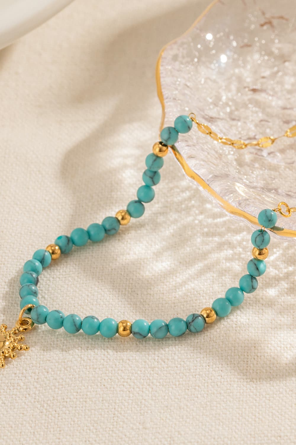 Honeybee Mumford's Turquoise Beaded 18K Gold-Plated Sun Shape Pendant Necklace