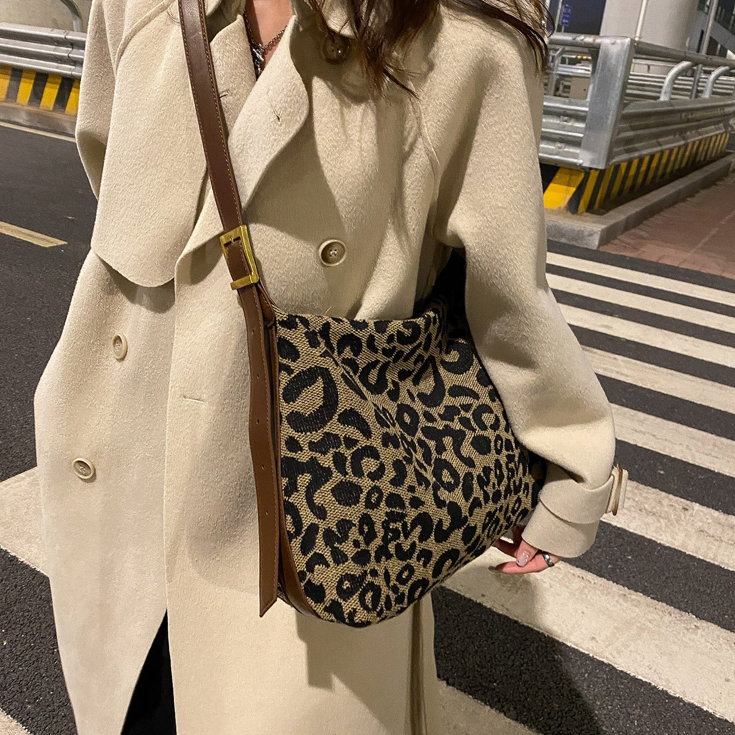 Honeybee Mumford's Leather Leopard Shoulder Bag