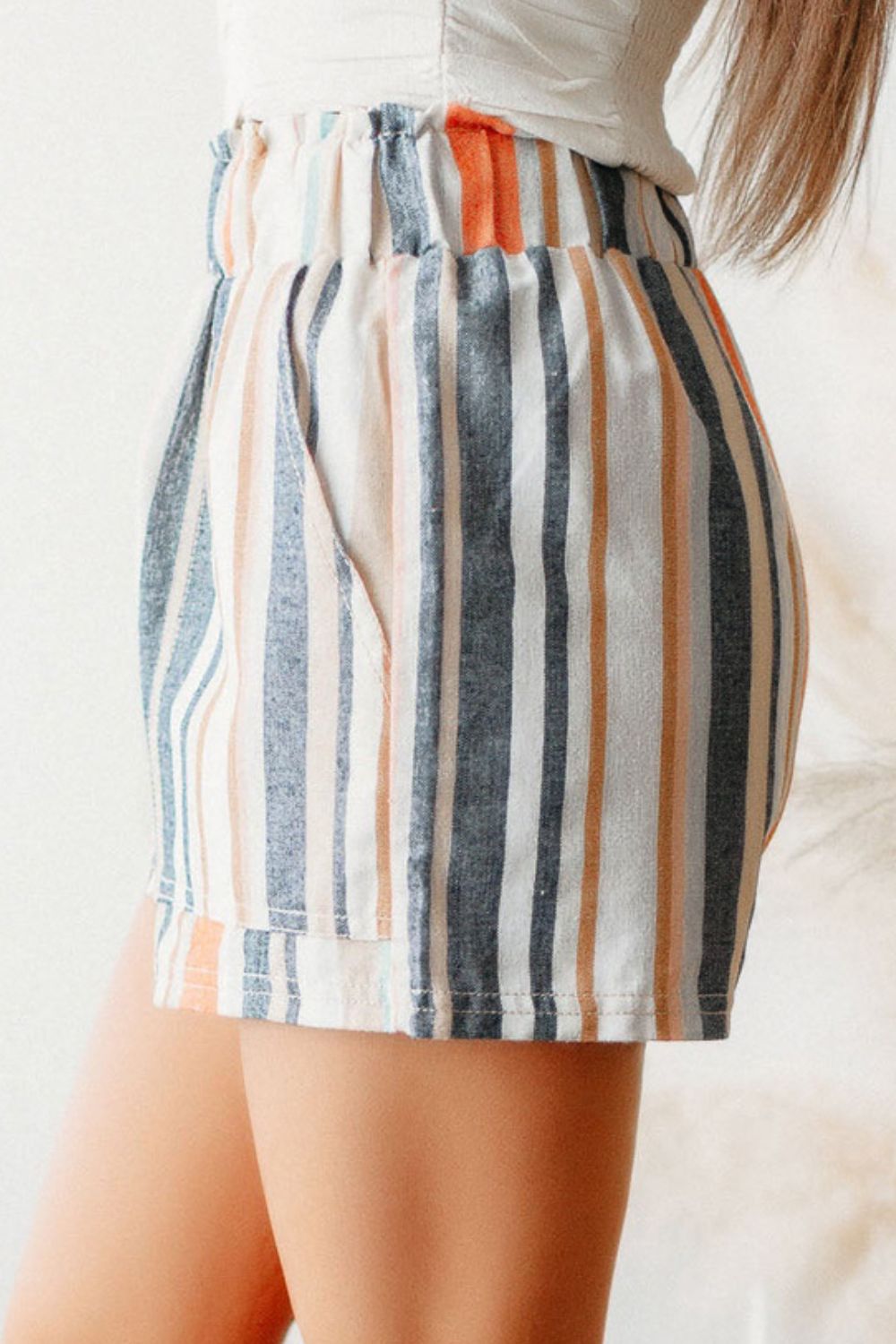 Honeybee Mumford's Striped Elastic Waist Shorts