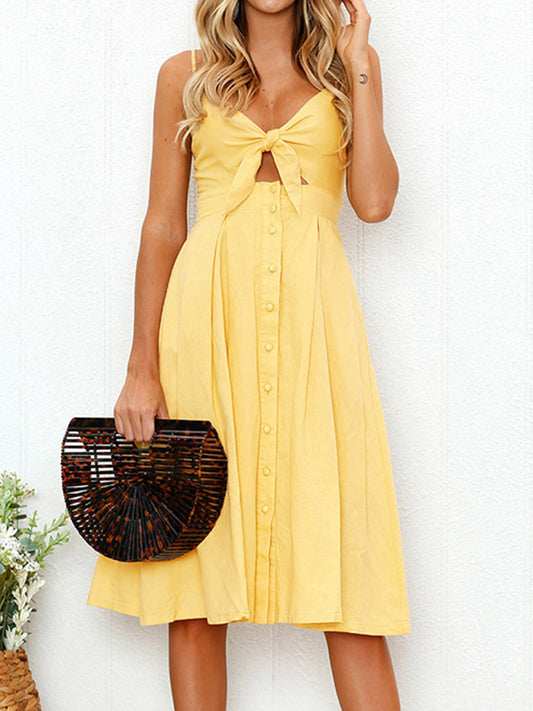 Honeybee Mumford's Cutout Smocked Sweetheart Neck Cami Dress