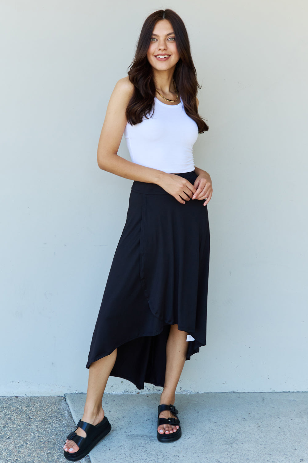 Honeybee Mumford's First Choice High Waisted Flare Maxi Skirt in Black