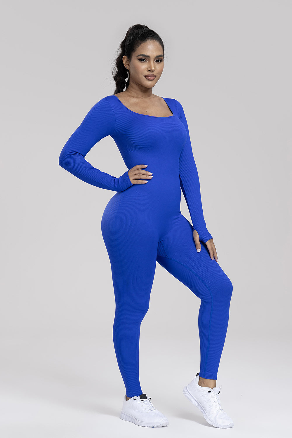 Honeybee Mumford's Square Neck Long Sleeve Active Jumpsuit