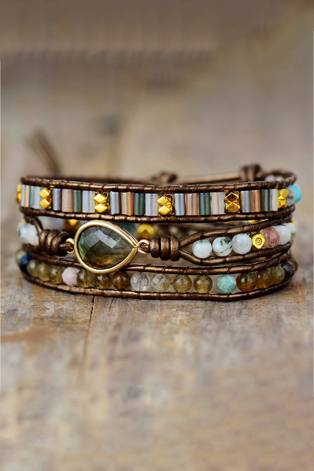 honeybee Mumford's Triple Layer Beaded Bracelet