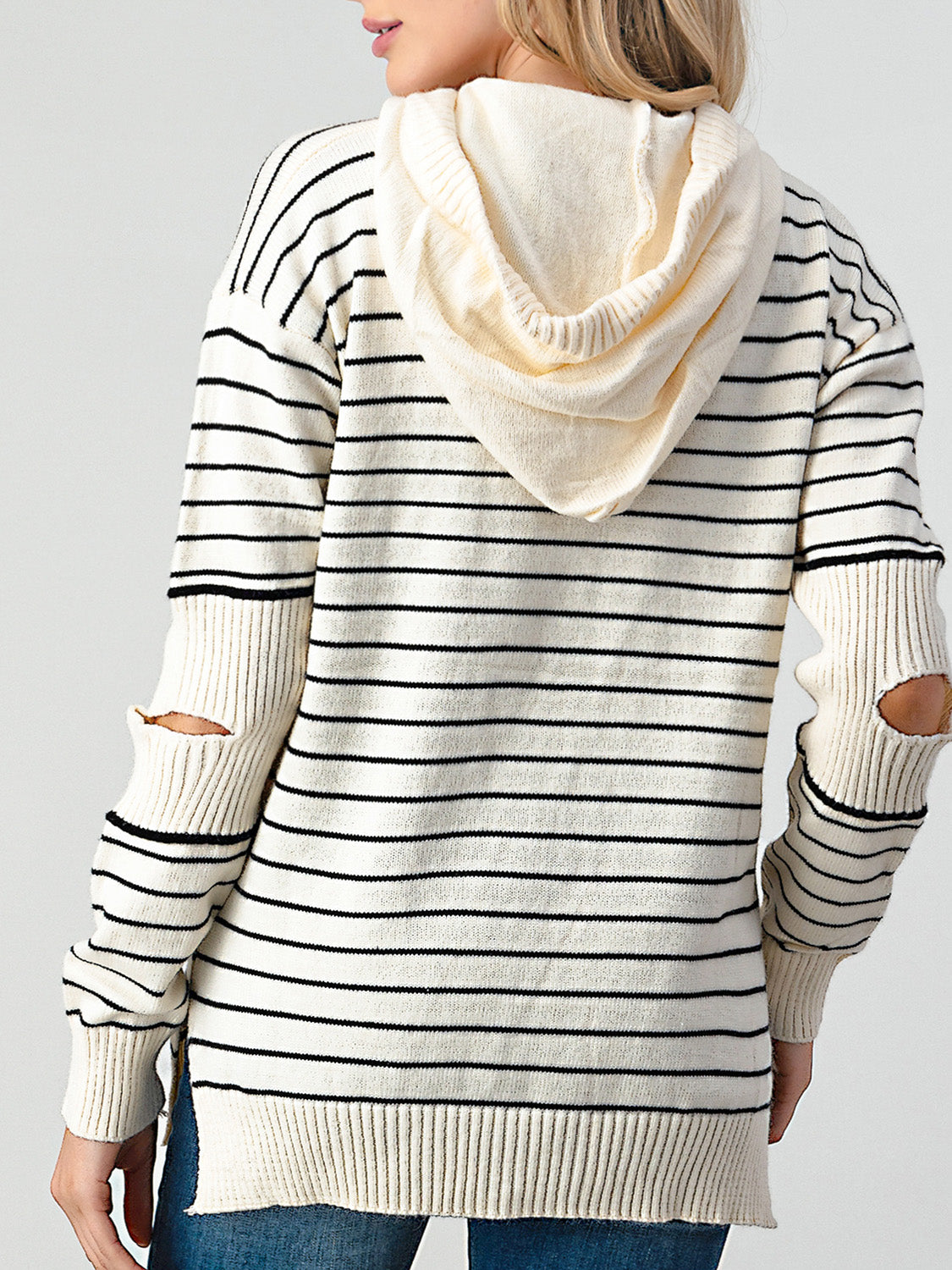 Honeybee Mumford's Striped Cutout Slit Sweater