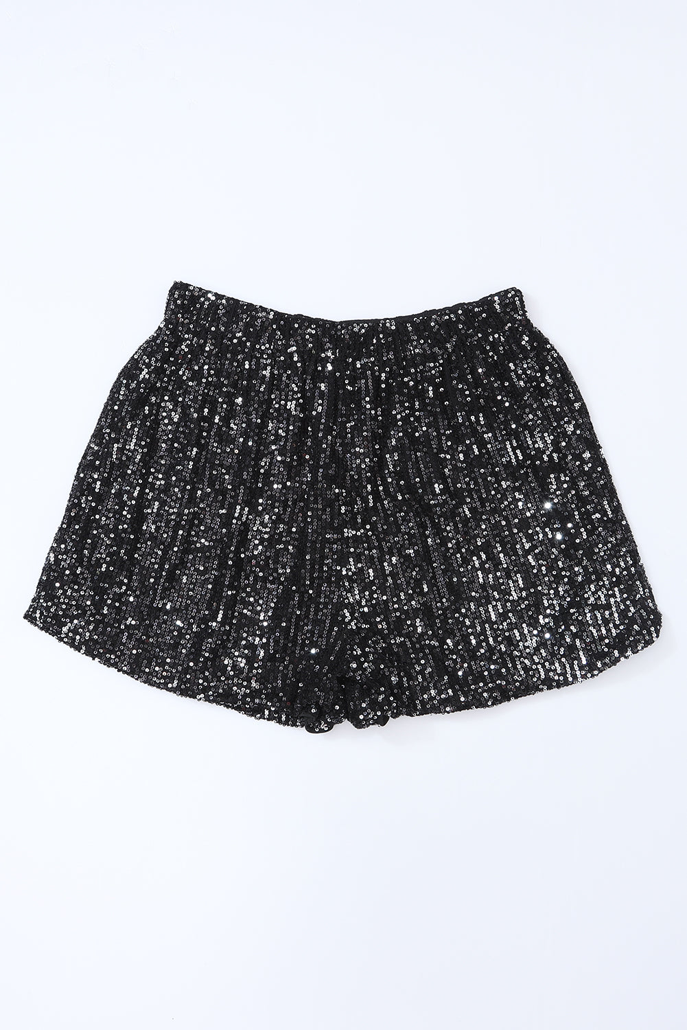 Honeybee Mumford's Black Sequin Straight Leg High Waist Casual Shorts