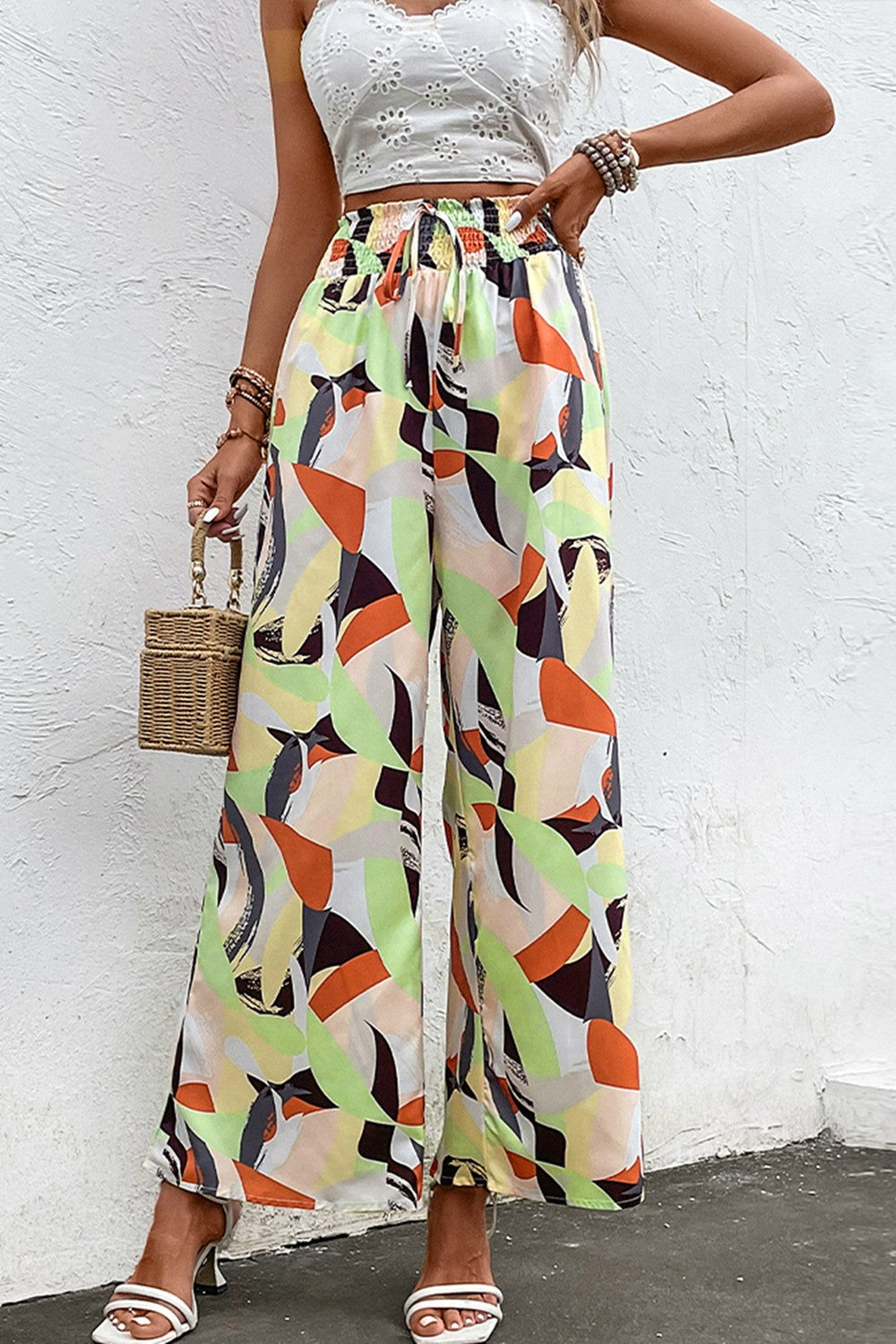 Honeybee Mumford's Printed Smocked Waist Wide Leg Pants