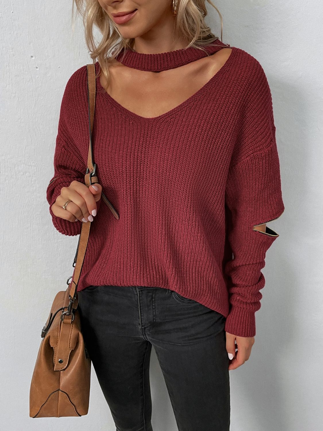 Honeybee Mumford's Cutout Zip Detail Sweater