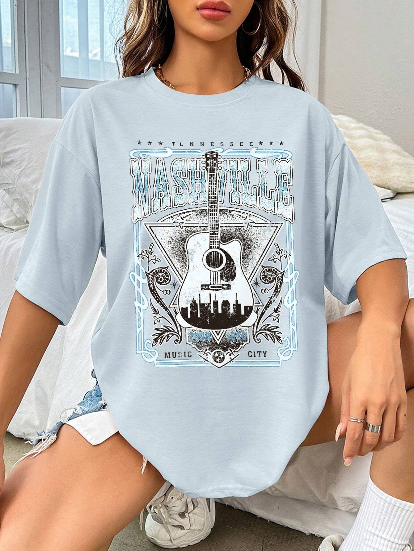 Honeybee Mumford's Guitar Graphic Round Neck Half Sleeve T-Shirt