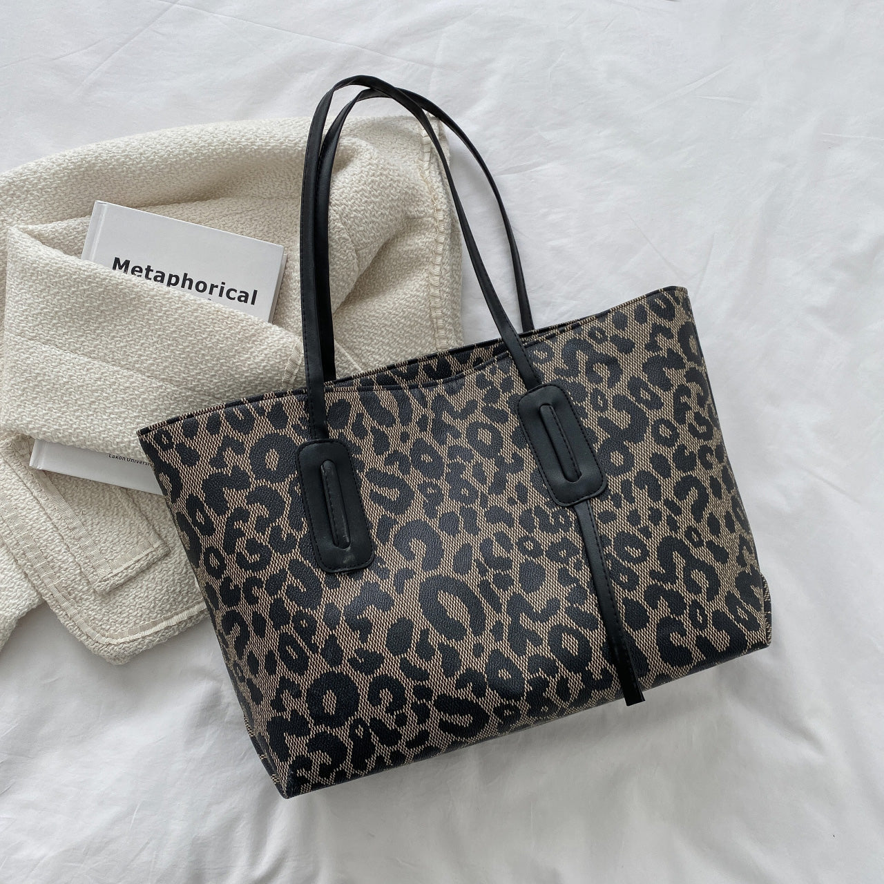 Honeybee Mumford's Leather Leopard Tote Bag